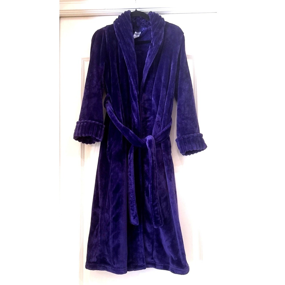 Simply Styled by Sears Purple Plush Fleece Robe Shawl Collar Small